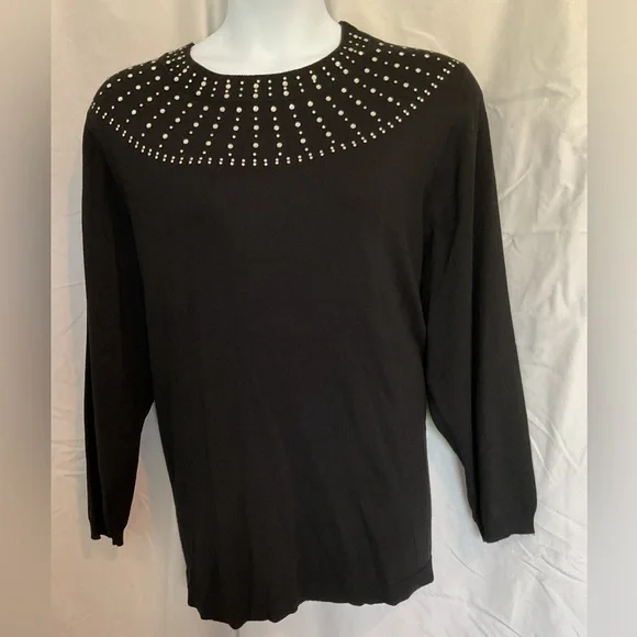 Lane Bryant Jeweled pullover sweater. Black. Size 26/28. Crew neckline. - Picture 1 of 4